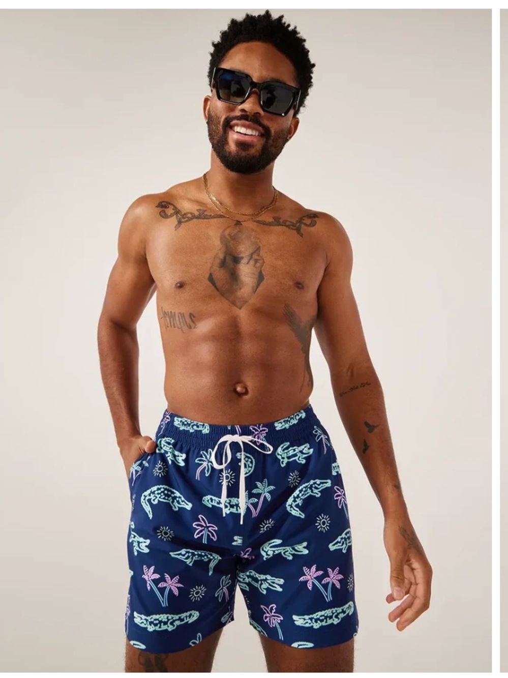 chubbies Classic Swim Trunk The Neon Glades-Navy Alligator Palms
